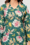 Women's Green Floral Print Short Kurti