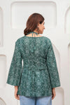 Women's Teal Ornamental Print Short Kurti