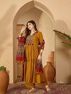 Women's Mustard Embellished-Yoke Anarkali Suit Set with Dupatta