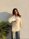 Women's Ivory Solid V-Neck Short Kurti
