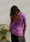 Women's Purple Ornamental Print Square-Neck Short Kurti