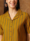 Women's Mustard Stripe Print Cropped Shirt
