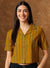 Women's Mustard Stripe Print Cropped Shirt